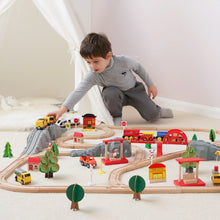 Load image into Gallery viewer, Tiny Land® Wooden Track Trains 55 Pcs
