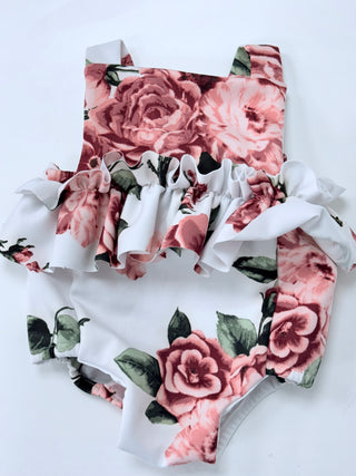 Floral First Birthday Romper OOAK