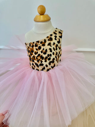 Best Selling Wild One Cheetah One Shoulder Tutu Dress