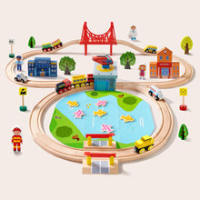 Load image into Gallery viewer, Tiny Land® Wooden Train Set 110 Pcs
