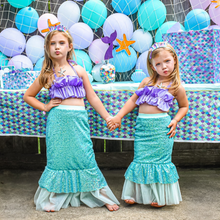 Load image into Gallery viewer, Mermaid Crop &amp; Skirt Outfit Set in Teal
