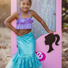 Load image into Gallery viewer, Mermaid Crop &amp; Skirt Outfit Set in Teal
