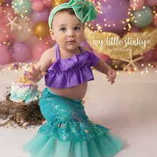 Load image into Gallery viewer, Mermaid Crop &amp; Skirt Outfit Set in Teal
