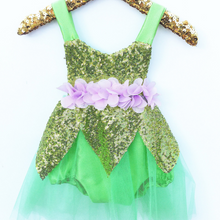 Load image into Gallery viewer, Green Sparkle Fairy Sparkle Romper Green Fairy Costume
