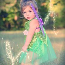 Load image into Gallery viewer, Green Sparkle Fairy Sparkle Romper Green Fairy Costume
