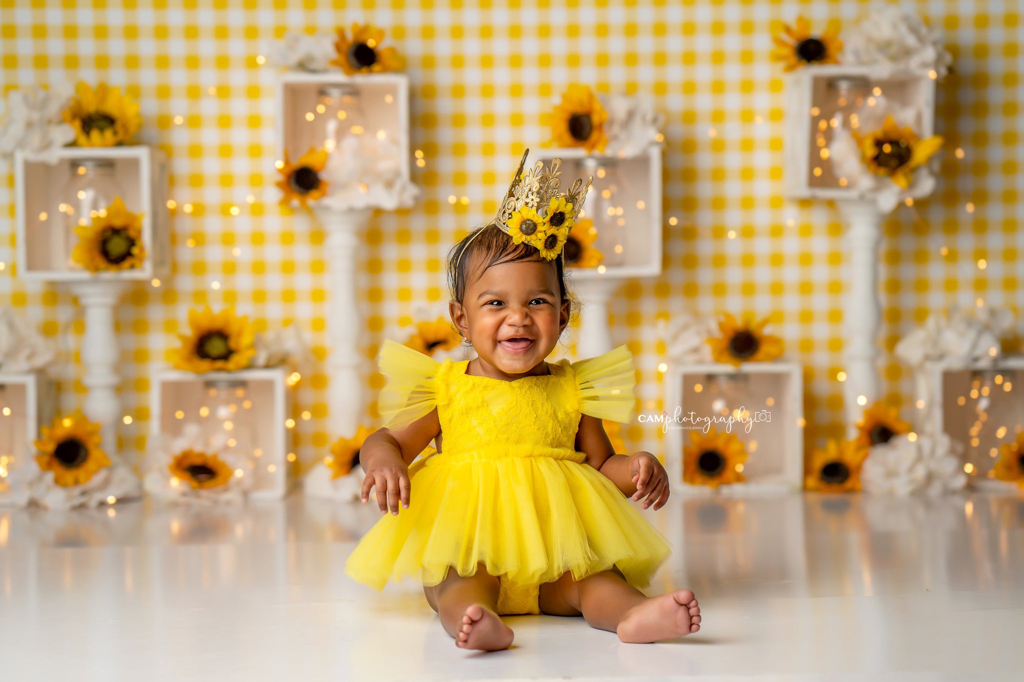 Yellow Lace Cake Smash Tutu Romper Belle Threads