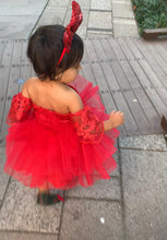 Load image into Gallery viewer, Fire in the Sky Off the Shoulder Tutu Dress
