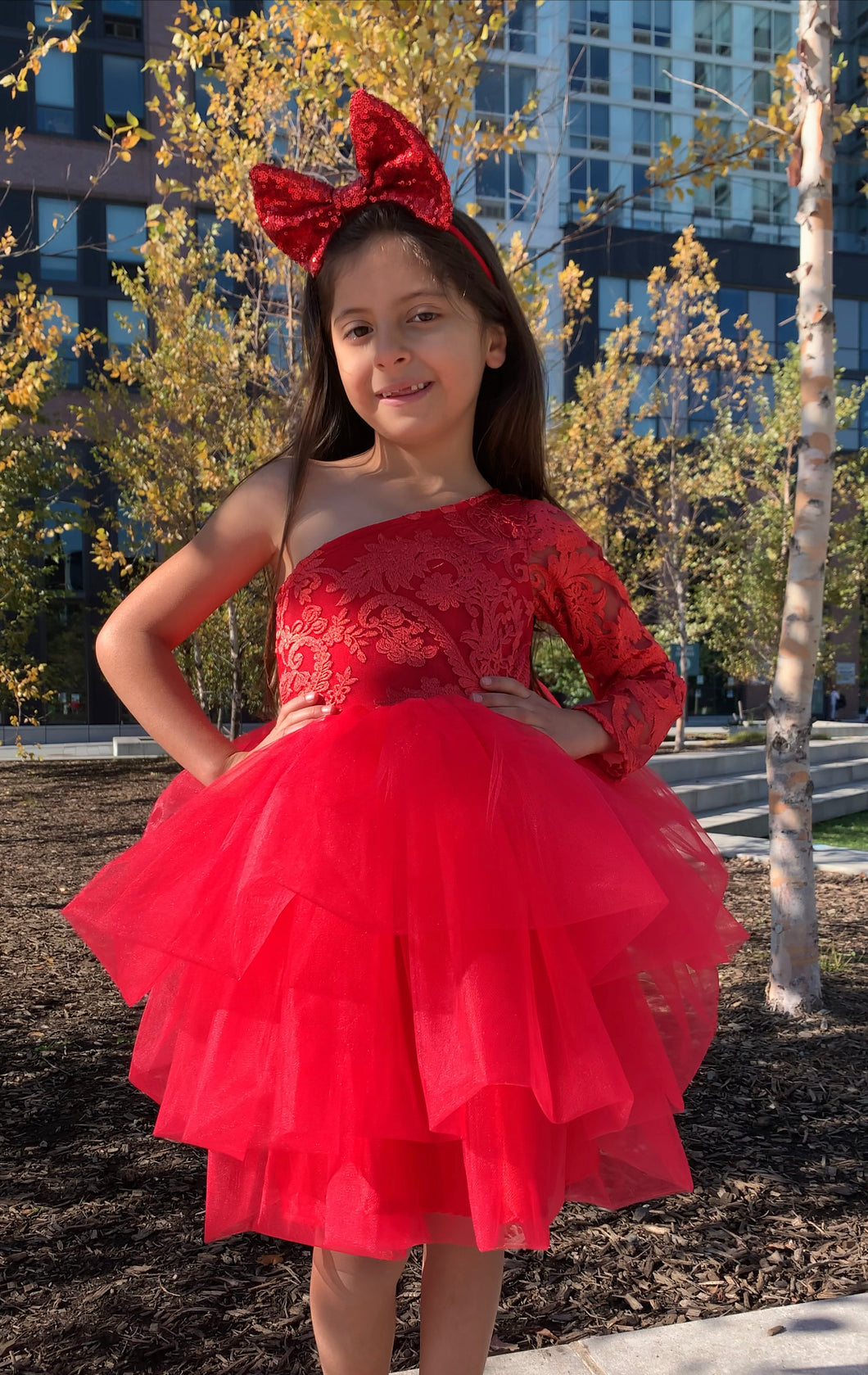 Fire in the Sky One Sleeve Tutu Dress